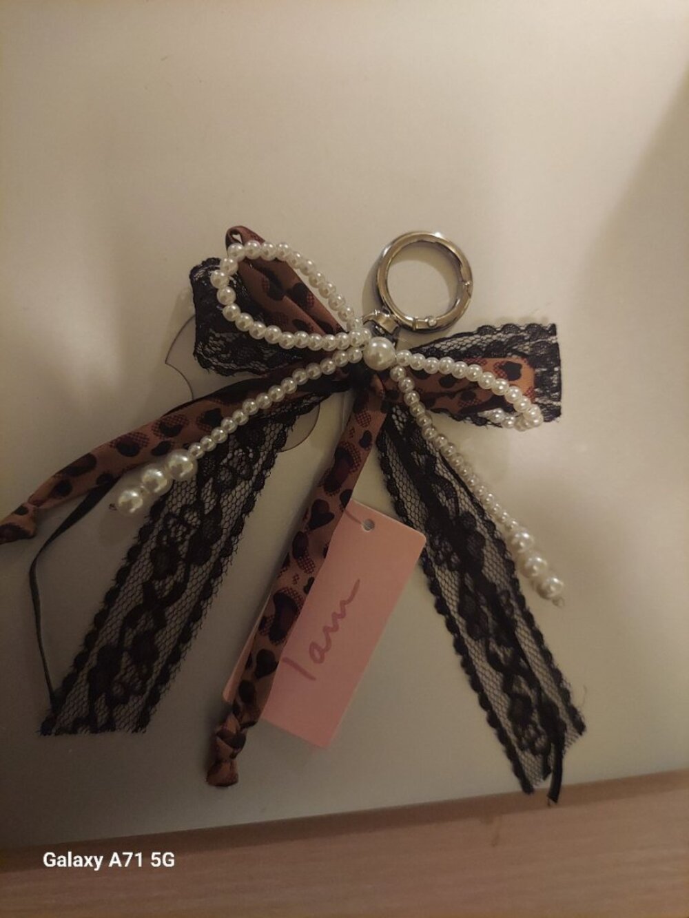 Leopard Print and Lace  Bow Keychain